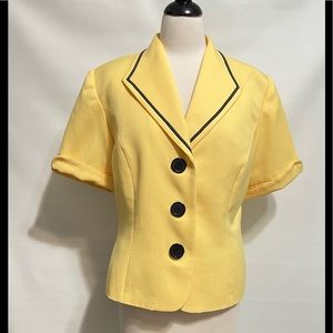 Studio 1 blazer jacket sz 12 yellow black EUC cuff sleeve